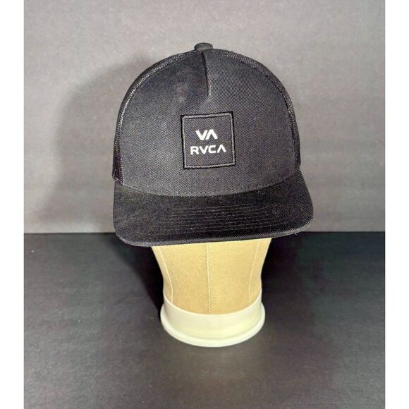 RVCA Mesh Back Trucker Hat Snapback Adjustable Black One Size Surf Skate Cap - Picture 1 of 5